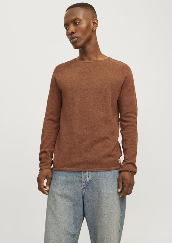Jack & Jones - JJEHILL KNIT CREW NECK - Pullover - Mocha Bisque - Structuurbreisel