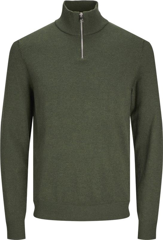 JACK & JONES - Schipperstrui - Groen - Viscose Mix - Korte Rits