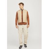 JACK & JONES Emil knit crew neck slim fit, heren pullover viscosemengsel met O-hals, camel bruin