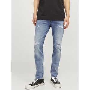 Jeans - Blue Denim - Slim Fit - Riemlussen - Steekzakken - Knoopsluiting