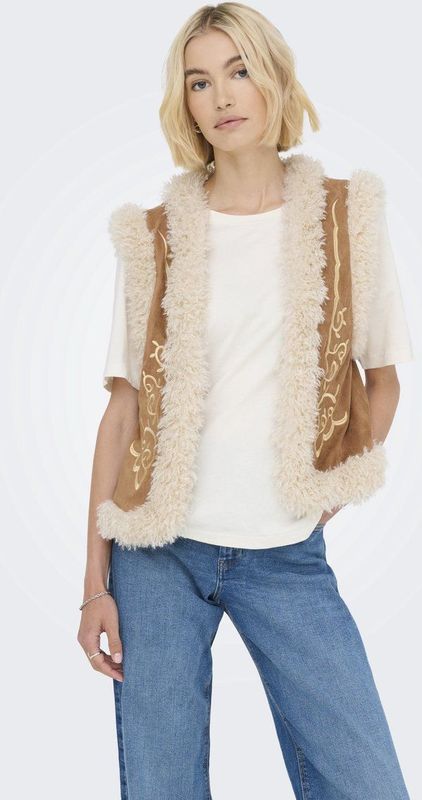 Onlcille - Gilet - Imitatiesuède - Hoge Hals - Mouwloos - Polyester Voering