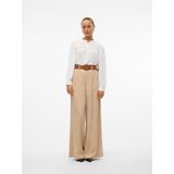VERO MODA Dames Vmemma Ls Lace Shirt WVN Ga Noos shirt met lange mouwen, wit (snow white), M