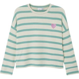 NAME IT - Gestreepte Trui - Groen - Tricot - Lange Mouwen