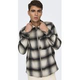 Only & Sons Overhemd Onsaustin Wool Zip Overshirt Noos 22029772 Antique White/blue Horiz Mannen Maat - M