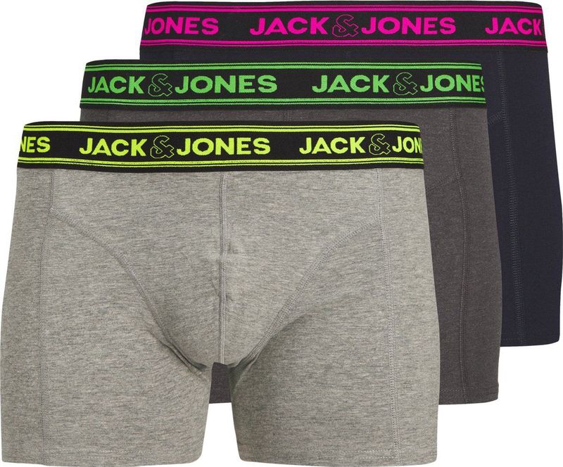 JACK&JONES ADDITIONALS JACETHAN TRUNKS 3 PACK - Donkergrijs Melange - Marineblauw - Lichtgrijs Melange