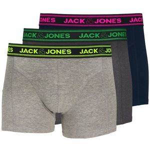 JACK & JONES Jacethan Solid Trunks Boxershorts voor heren, 3 stuks, Donkergrijs gemêleerd