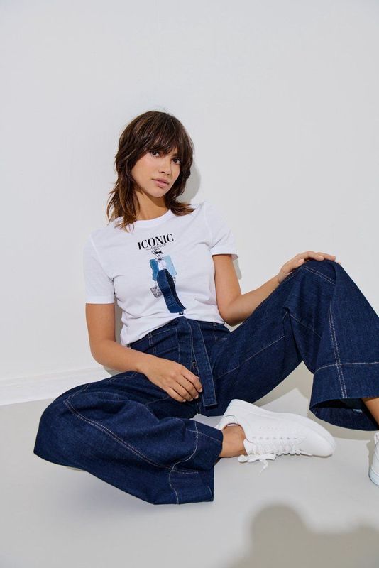 Jeans - Wijde Pasvorm - Hoge Taille - Blauw - Katoen - Inclusief Riem