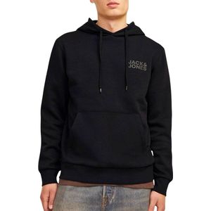 Jack & Jones - Corp Logo Hoodie - Geborstelde Stof - Zwart - 61% Polyester, 39% Katoen