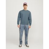 JACK & JONES - Sweatshirt - Middenblauw - Katoen - Comfortabele O-hals