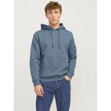 JACK & JONES Bradley sweat hood regular fit - heren hoodie katoenmengsel met capuchon - middenblauw