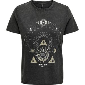 ONLLUCY - Bedrukt T-shirt - Korte Mouw - Donkergrijs - 100% Katoen