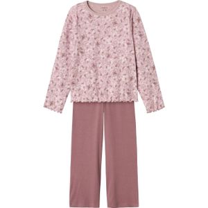 Name It - Flower Pyjama - Roze - Katoen - Lange Mouwen