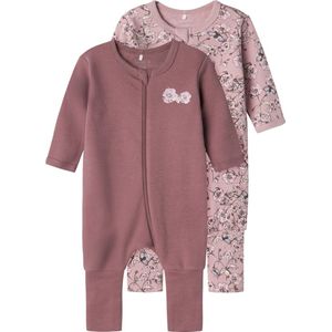 Name It Schlafanzug »NBFNIGHTSUIT 2P ZIP FF GRAPE FLOWER NOOS«, (Packung, 2 tlg.)