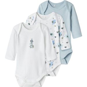 Name It Romper 3-Pack - Baby Blue - Katoenmix - Olifantenprint