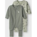 Name it Nbmnightsuit 2p Zip Ff Green Dino Noos Jongens Pyjama