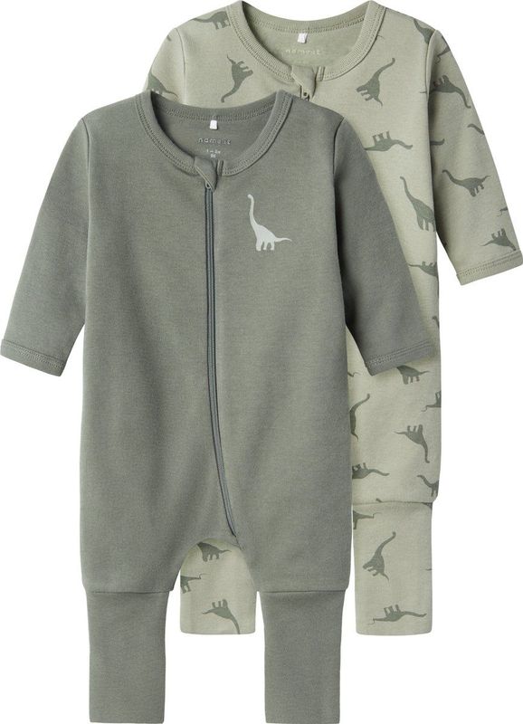 Name it Nbmnightsuit 2p Zip Ff Green Dino Noos Jongens Pyjama