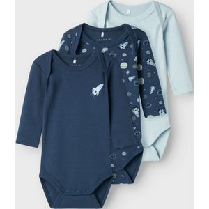 NAME IT Body à Manches Longues Unisexe-Enfants et Garçons, Dark Denim, 0 mois