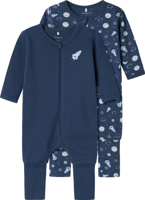 Name It - NBMNIGHTSUIT - Pyjama - Dark Denim - 2-Pack - Biologisch Katoen