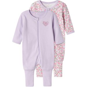 Name It Schlafanzug NBFNIGHTSUIT 2P ZIP FF PETIT FLOWER NOOS (Set, 2 tlg)