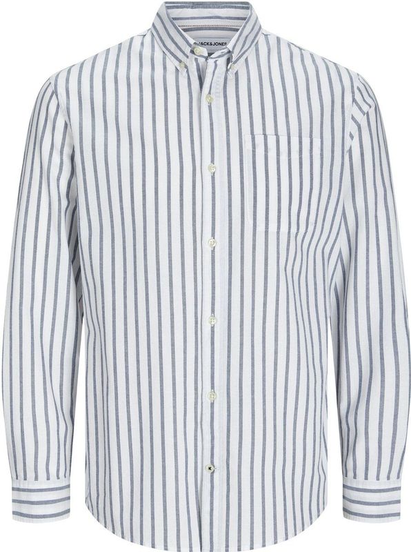 Jack & Jones - Oxford - Casual Shirt - Blauw - 100% Katoen, Slim Fit, Lange Mouwen