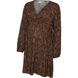 Tricot Jurk - Bloemenprint - Viscose - V-hals - Lange Mouw - Verstelbare Taille