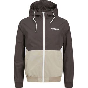 JACK&JONES JJERUSH HOOD BOMBER NOOS Heren Bomberjack - Mulch Crockery/White Blocking