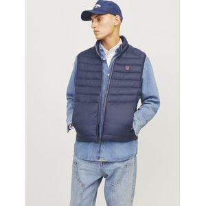 Jack & Jones Jjesprint Bodywarmer Collar Noos gewatteerd herenvest (1 stuk), Marineblauwe jas/detail: rode stiksels