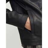 Synthetisch Leren Jack - Zwart - Waterafstotend - Biker Kraag