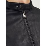 Synthetisch Leren Jack - Zwart - Waterafstotend - Biker Kraag
