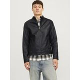 Synthetisch Leren Jack - Zwart - Waterafstotend - Biker Kraag
