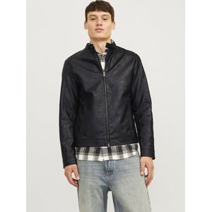 Synthetisch Leren Jack - Zwart - Waterafstotend - Biker Kraag