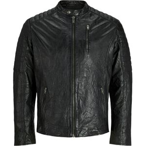 Leren Jas - Zwart - 100% Lamsleer - Waterafstotend - Bikerkraag