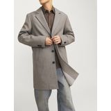 Jack & Jones - Grijze Wollen Jas met Franse Kraag voor Heren