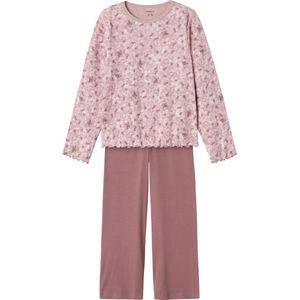 Name It - Flower Pyjama - Roze - Katoen - Lange Mouwen