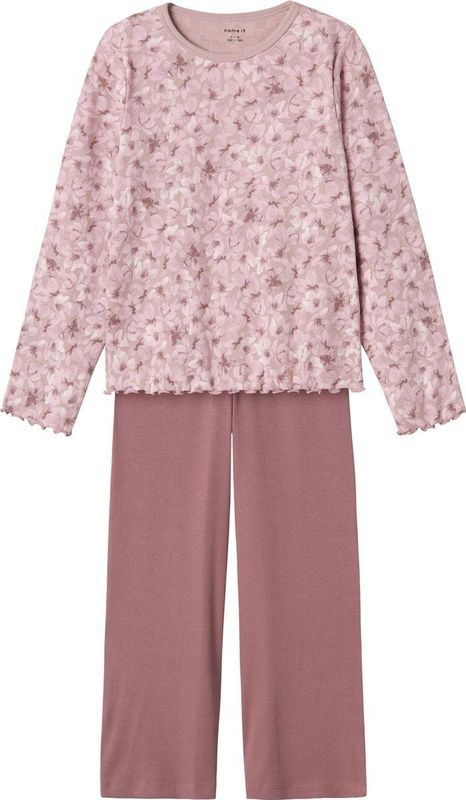 Name It - Flower Pyjama - Roze - Katoen - Lange Mouwen