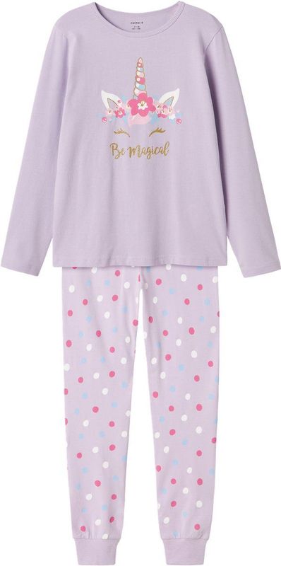 NAME IT - NKFNIGHTSET - Nacht Setje - Pastel Lilac - Meisjes - Lange Mouwen
