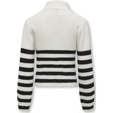 KIDS ONLY Meisjes Kogfranca Half Zip L/S Stripe Pullover - Cloud Dancer/Zwart