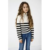 KIDS ONLY Meisjes Kogfranca Half Zip L/S Stripe Pullover - Cloud Dancer/Zwart
