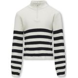 KIDS ONLY Meisjes Kogfranca Half Zip L/S Stripe Pullover - Cloud Dancer/Zwart