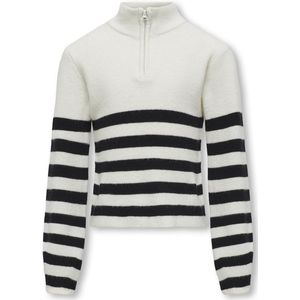 KIDS ONLY Meisjes Kogfranca Half Zip L/S Stripe Pullover - Cloud Dancer/Zwart