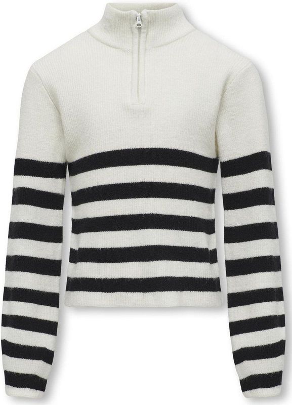 KIDS ONLY Meisjes Kogfranca Half Zip L/S Stripe Pullover - Cloud Dancer/Zwart
