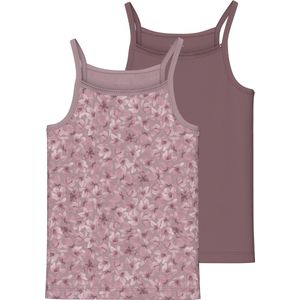NAME IT Nkfstrap Top 2p Paars Bloem Noos Gebreid Meisje, Paarse schaduwen