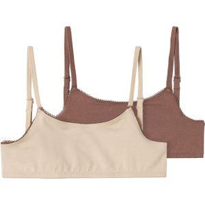 Name It - nkfshort - Kinder Topjes - Bruin - 2-pack