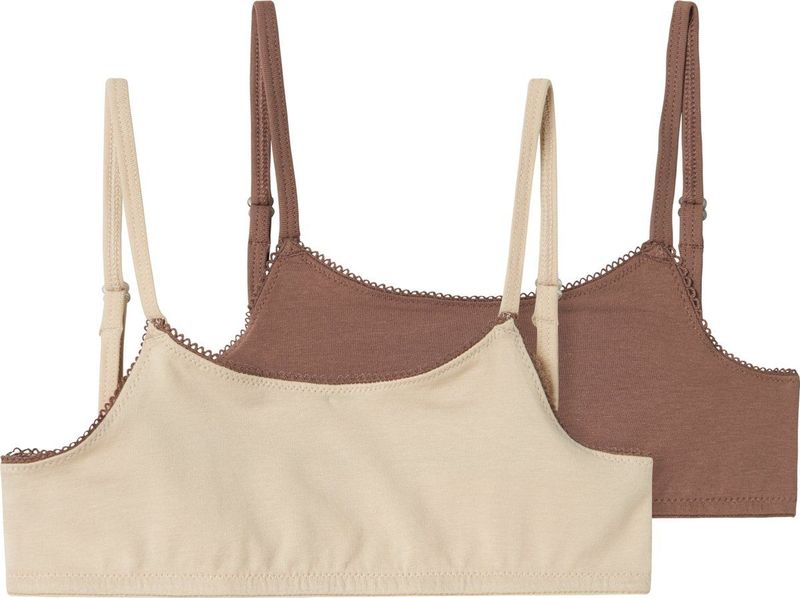 Name It - nkfshort - Kinder Topjes - Bruin - 2-pack