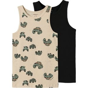 Name It - Hemden - Zwart - Beige met Truck Print - Organisch Katoen