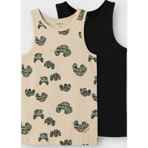 Name it - Hemden - Zwart & Beige - Organisch Katoen