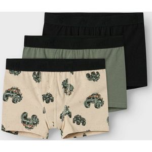 Boxershorts - Groen - Zwart - Auto Trucks Print - 3-Pack - Katoen