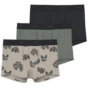 3-Pack Boxershorts - Groen - Zwart - Auto Trucks Print - Katoen - Elastaan