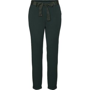 VERO MODA - Rechte Broek - Donkergroen - Polyester - Strikceintuur