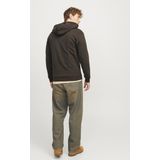 JACK & JONES - Hoodie - Donkerbruin - Katoen - Rits